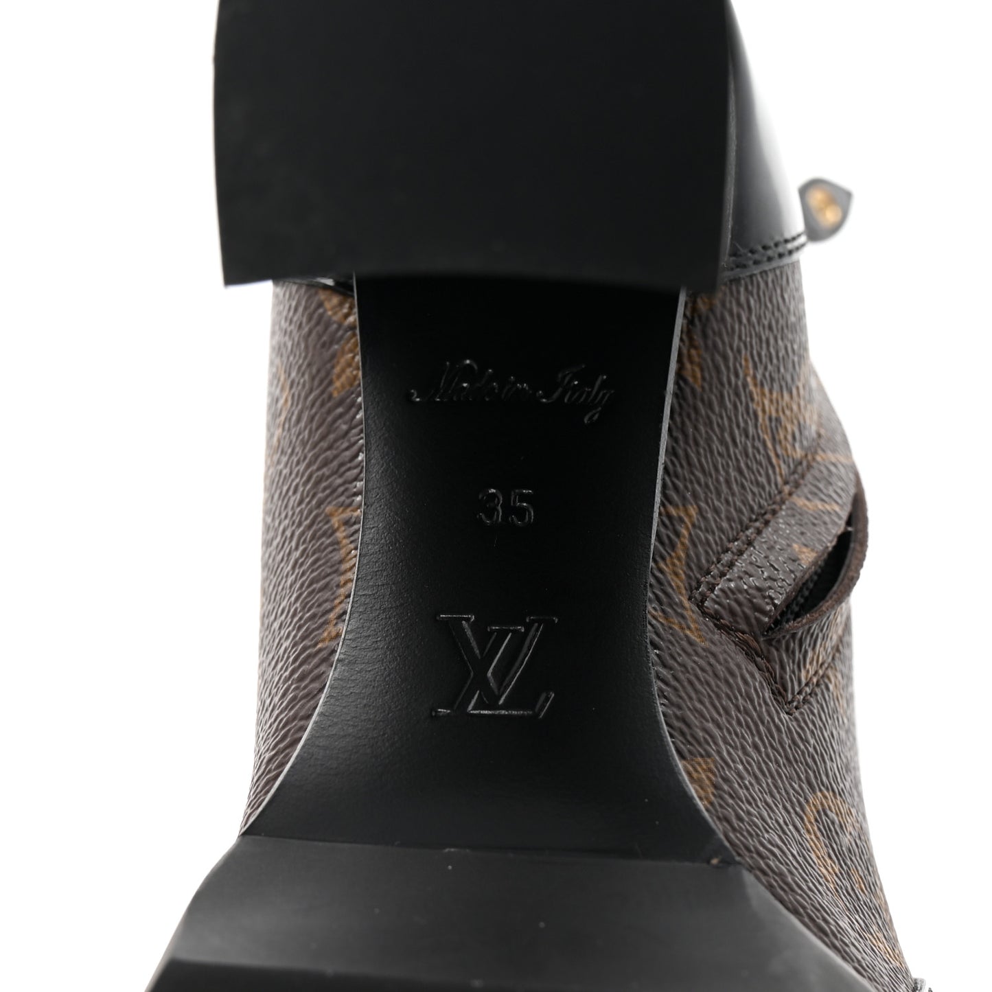 Patent Calfskin Monogram Star Trail Ankle Boots 35 Black