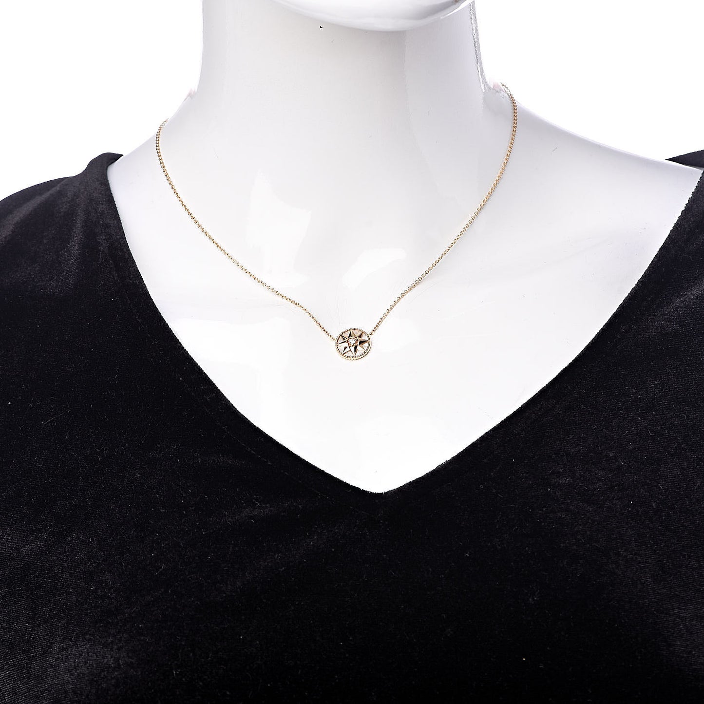18K Yellow Gold Diamond Mother of Pearl Rose Des Vents Necklace