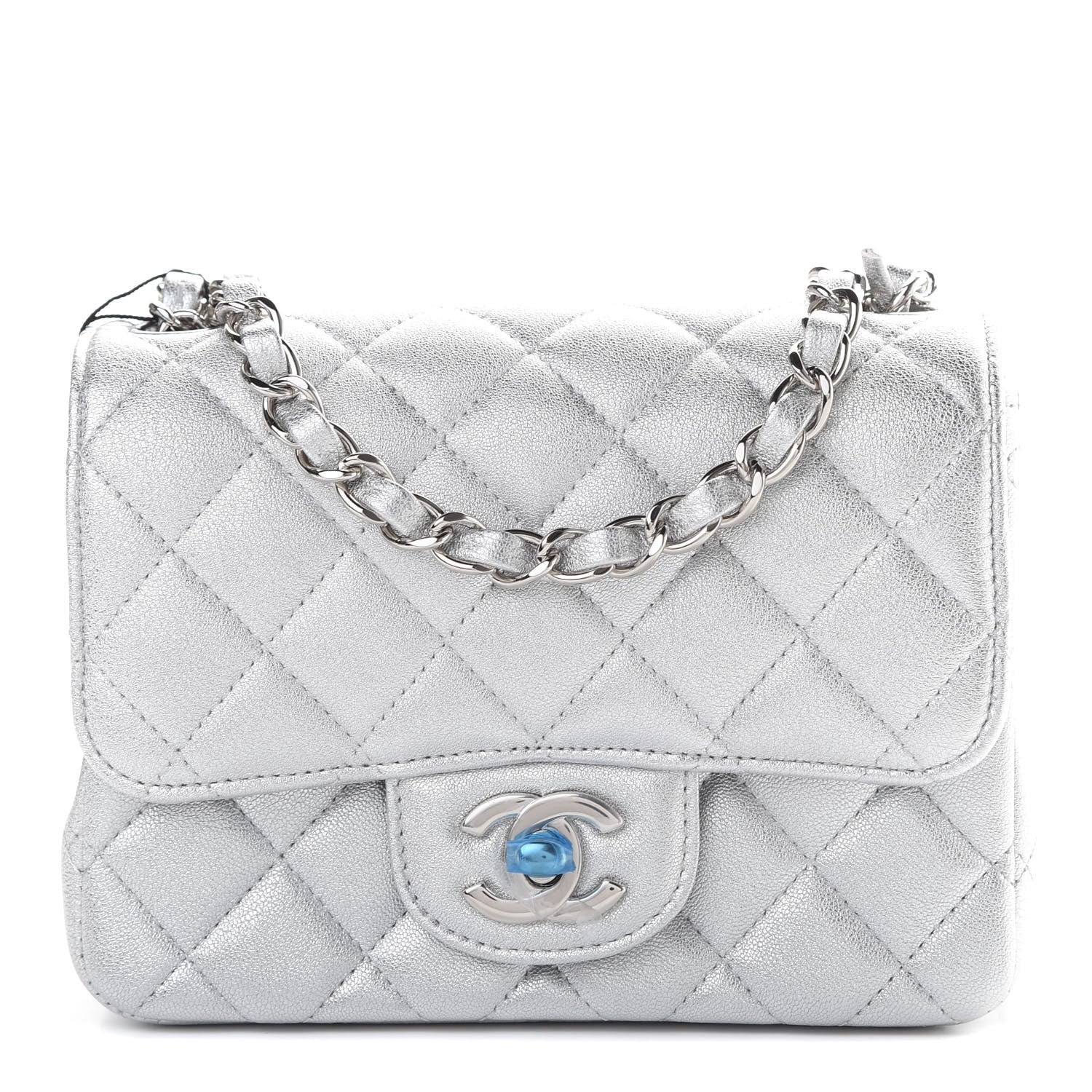 Chanel Metallic Lambskin Quilted Mini Square Flap Silver 1 of 11