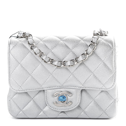 Chanel Metallic Lambskin Quilted Mini Square Flap Silver 1 of 11