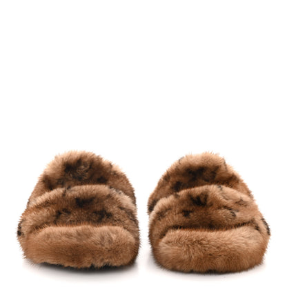 Louis Vuitton Mink Fur Bom Dia Slippers 36 Cognac 2 of 9