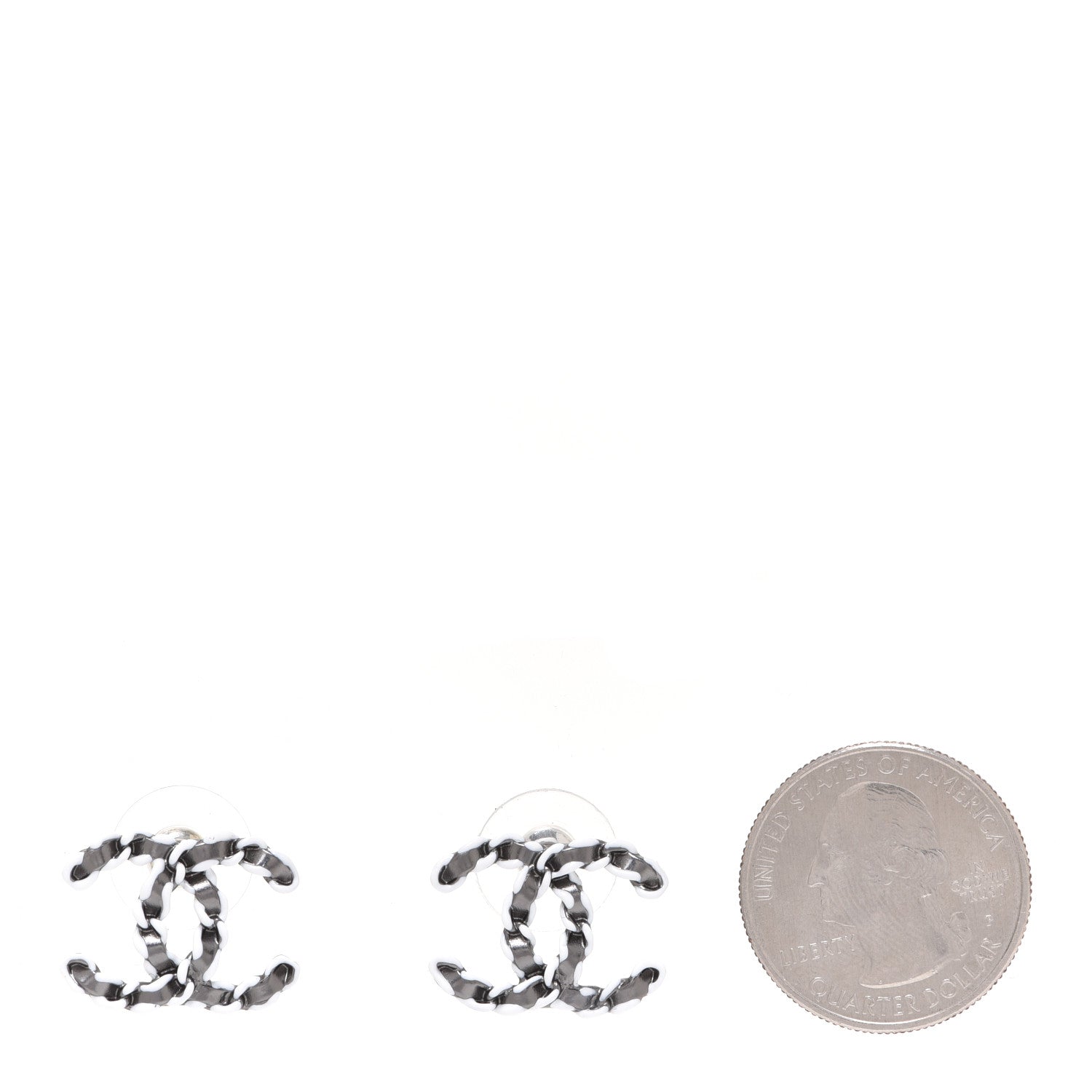 Chanel Lambskin Chain CC Earrings Silver Grey 2 of 5