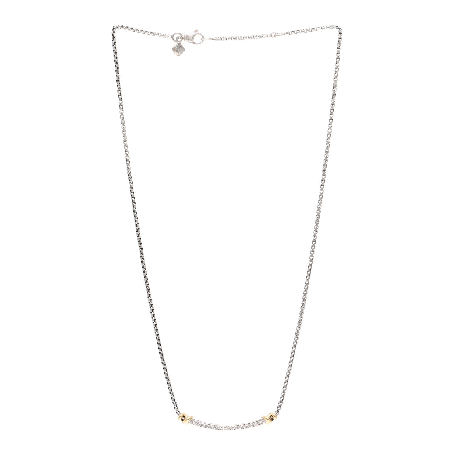 David Yurman Sterling Silver 18K Yellow Gold Diamond Petite Helena Wrap Station Necklace 3 of 4