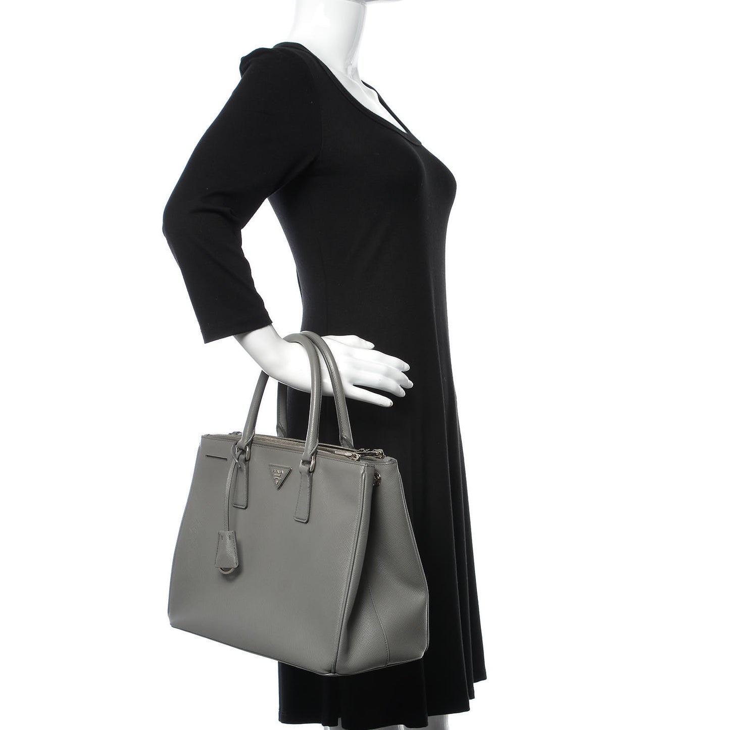 Saffiano Medium Galleria Double Zip Tote Marmo