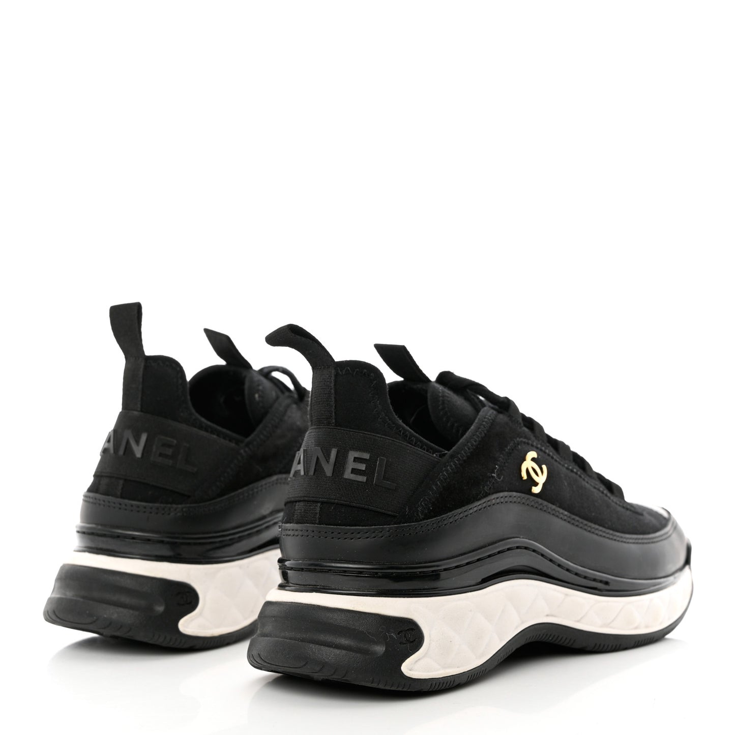 Velvet Calfskin Mixed Fibers CC Sneakers 37 Black