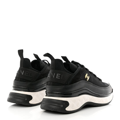 Chanel Velvet Calfskin Mixed Fibers CC Sneakers 37 Black 4 of 9