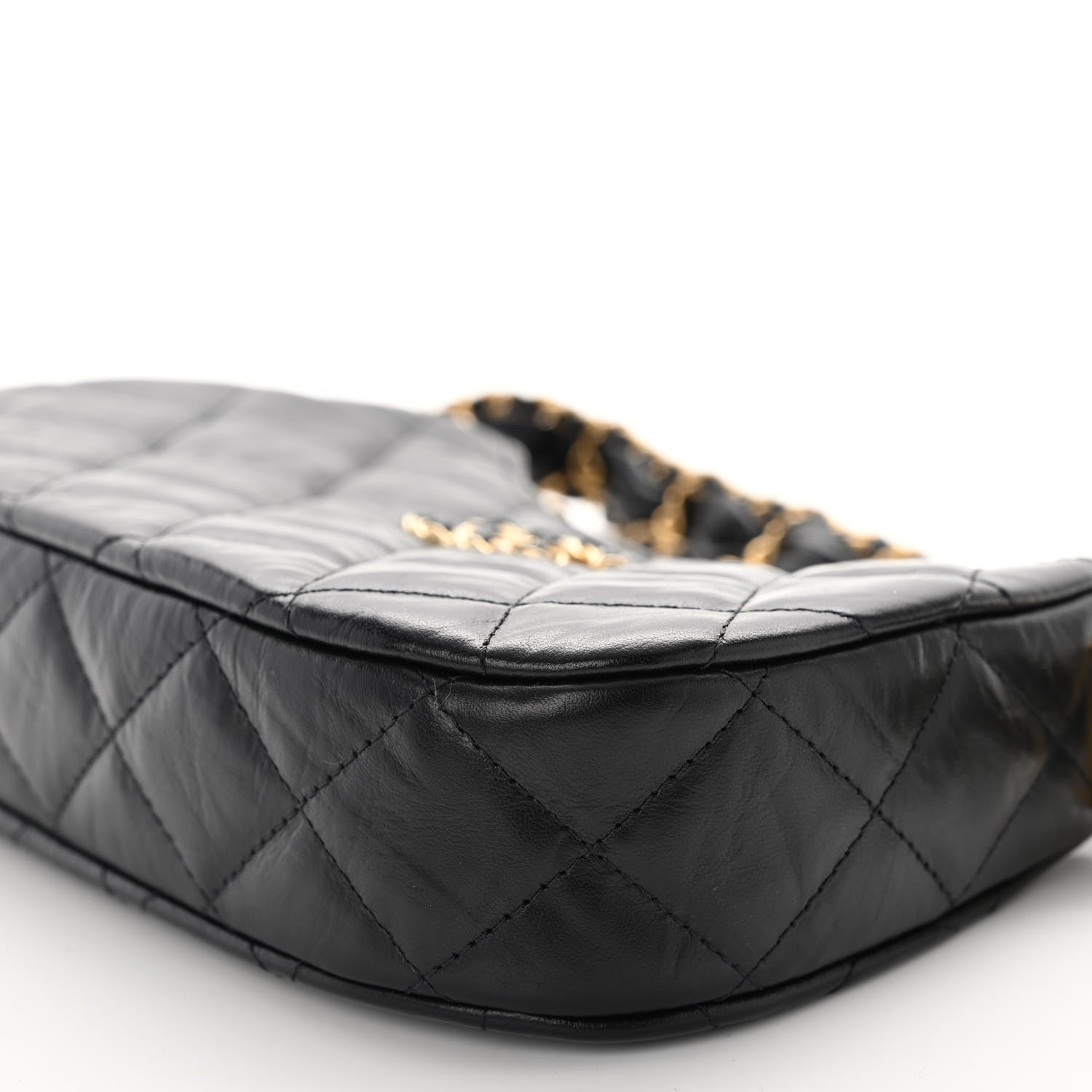 Chanel Crumpled Calfskin Quilted Braided CC Small Hobo Black 9 of 9