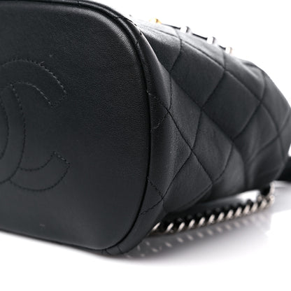 Chanel Lambskin Quilted Metallic Bubble Backpack Black 10 of 12