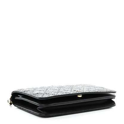 Chanel Crackled Patent Calfskin Quilted Pearl Wallet On Chain WOC Black 4 of 13