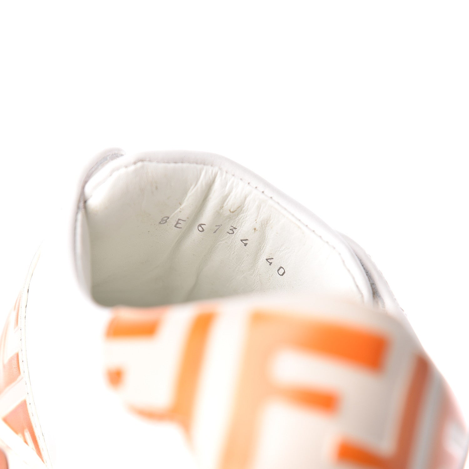 Fendi Vitello FF Embossed Womens Slip On Sneakers 40 Ultra White Camelia Aranciata 8 of 8