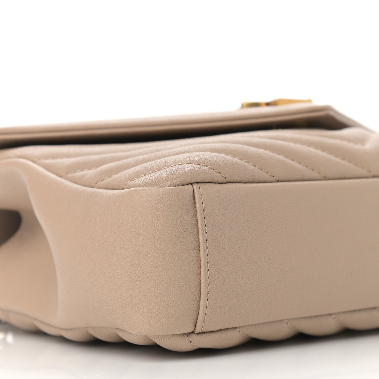 Sheepskin Matelasse Chevron Monogram Medium College Bag Dark Beige
