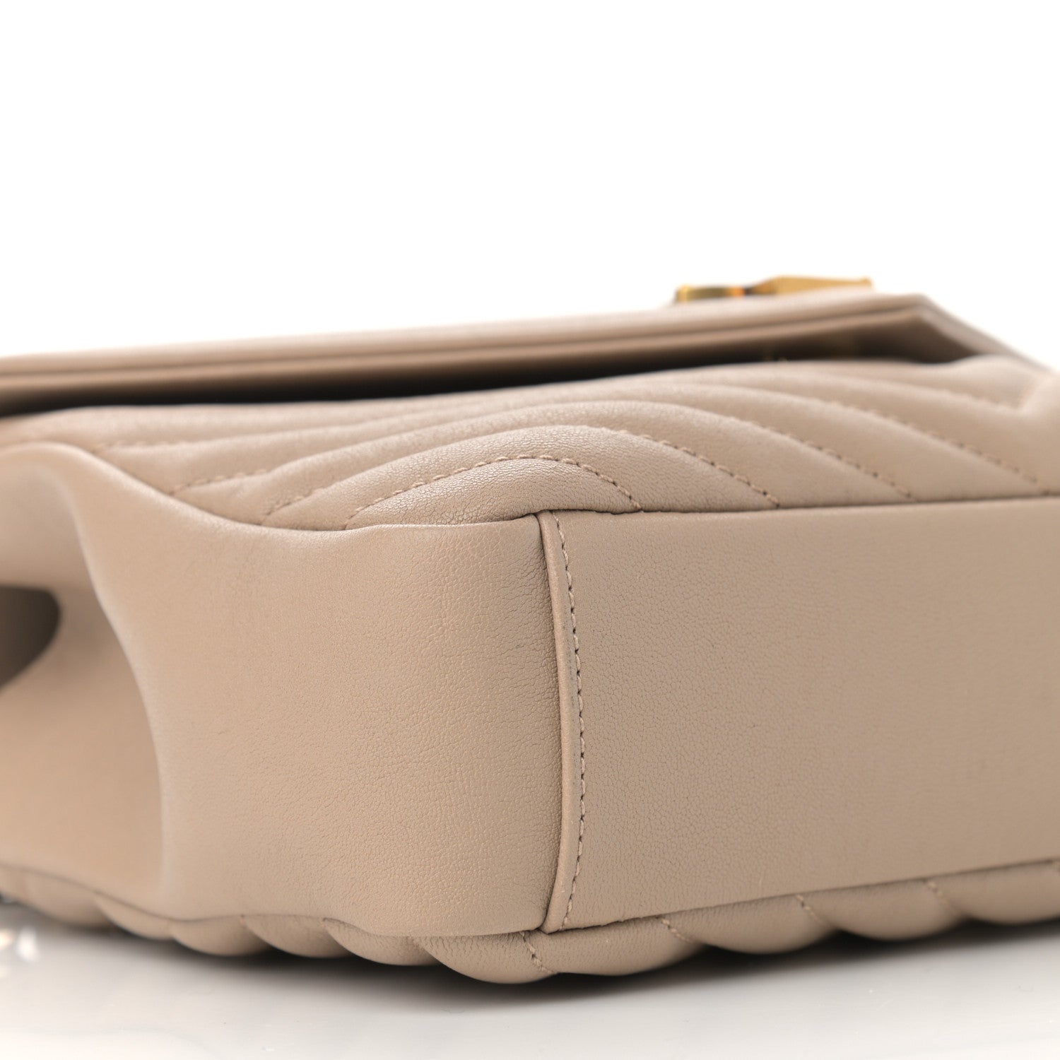 Saint Laurent Sheepskin Matelasse Chevron Monogram Medium College Bag Dark Beige 9 of 10