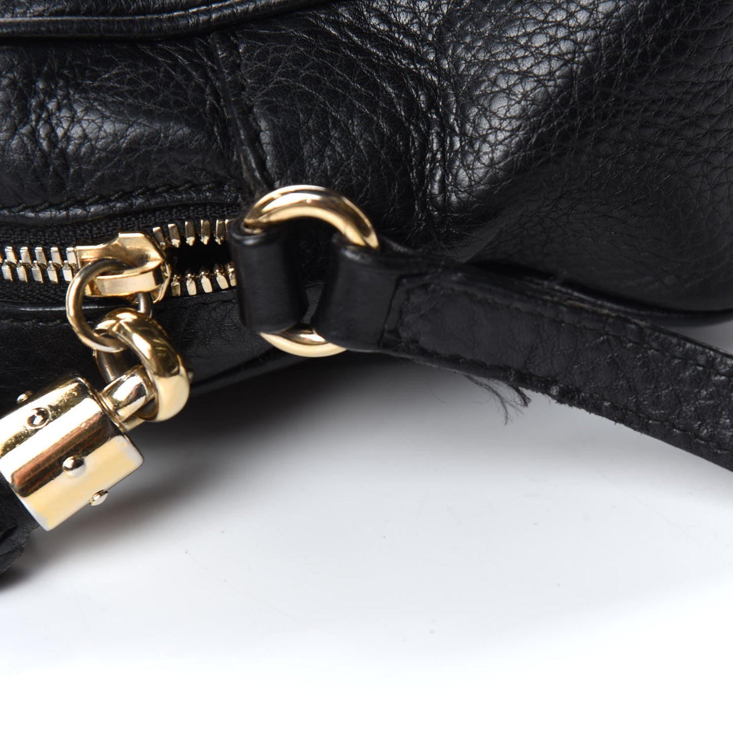 Pebbled Calfskin Small Soho Disco Bag Black
