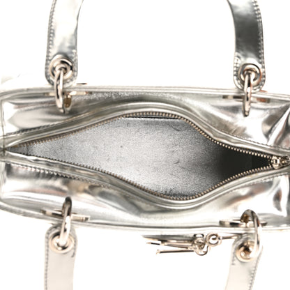 Christian Dior Metallic Patent Calfskin Medium Lady Dior Silver 5 of 15