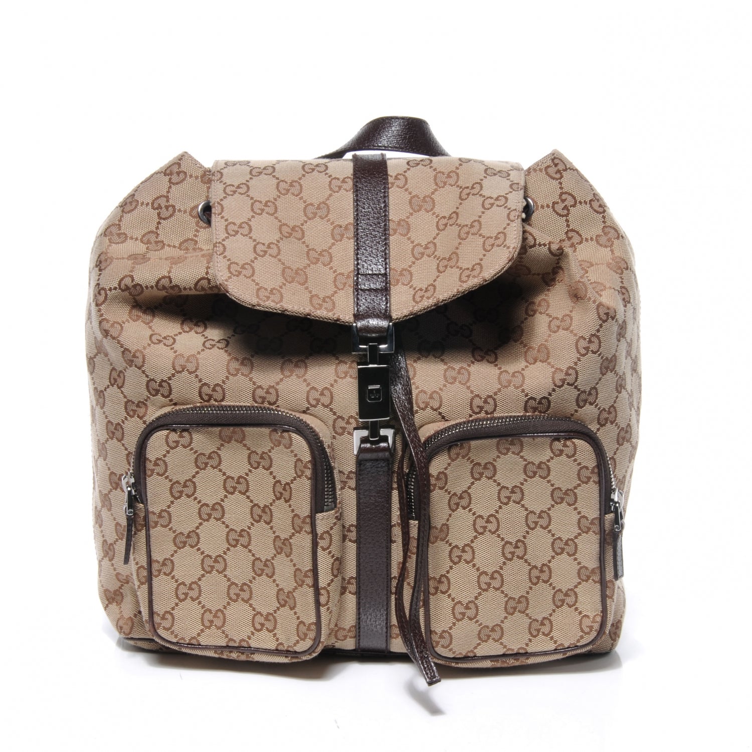 Gucci GG Monogram Single Buckle Backpack Brown 1 of 8