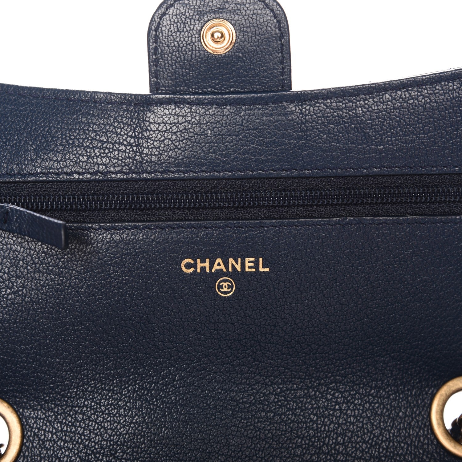 Chanel Patent Goatskin Quilted CC Eyelet Wallet On Chain WOC Blue 7 of 9