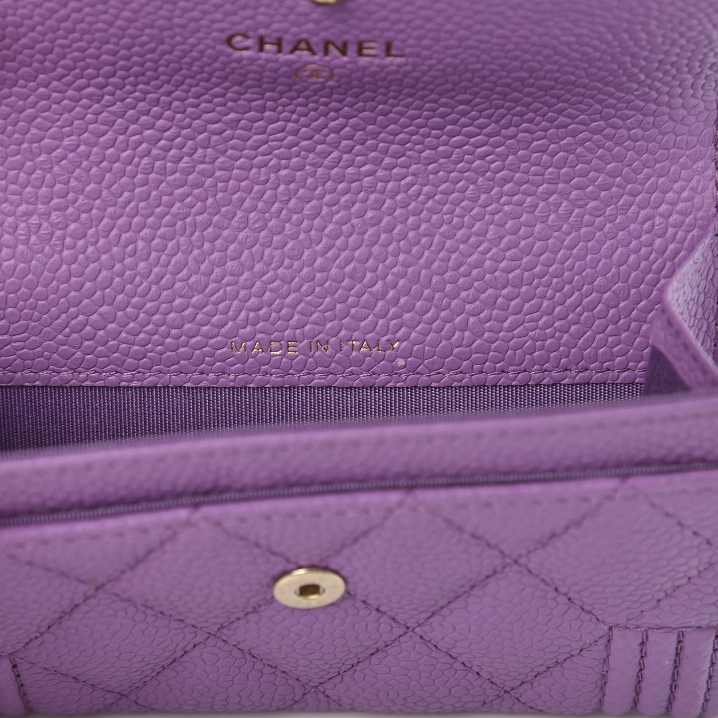 Caviar Quilted Boy Flap Card Holder Purple
