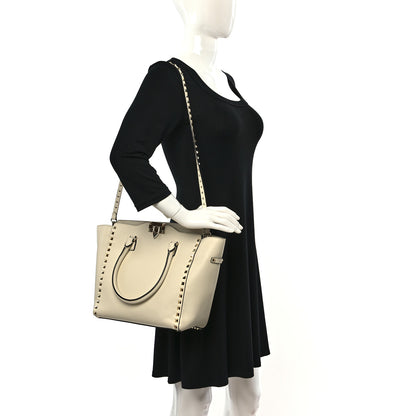 Valentino Garavani Vitello Rockstud Double Handle Tote Ivory 2 of 9