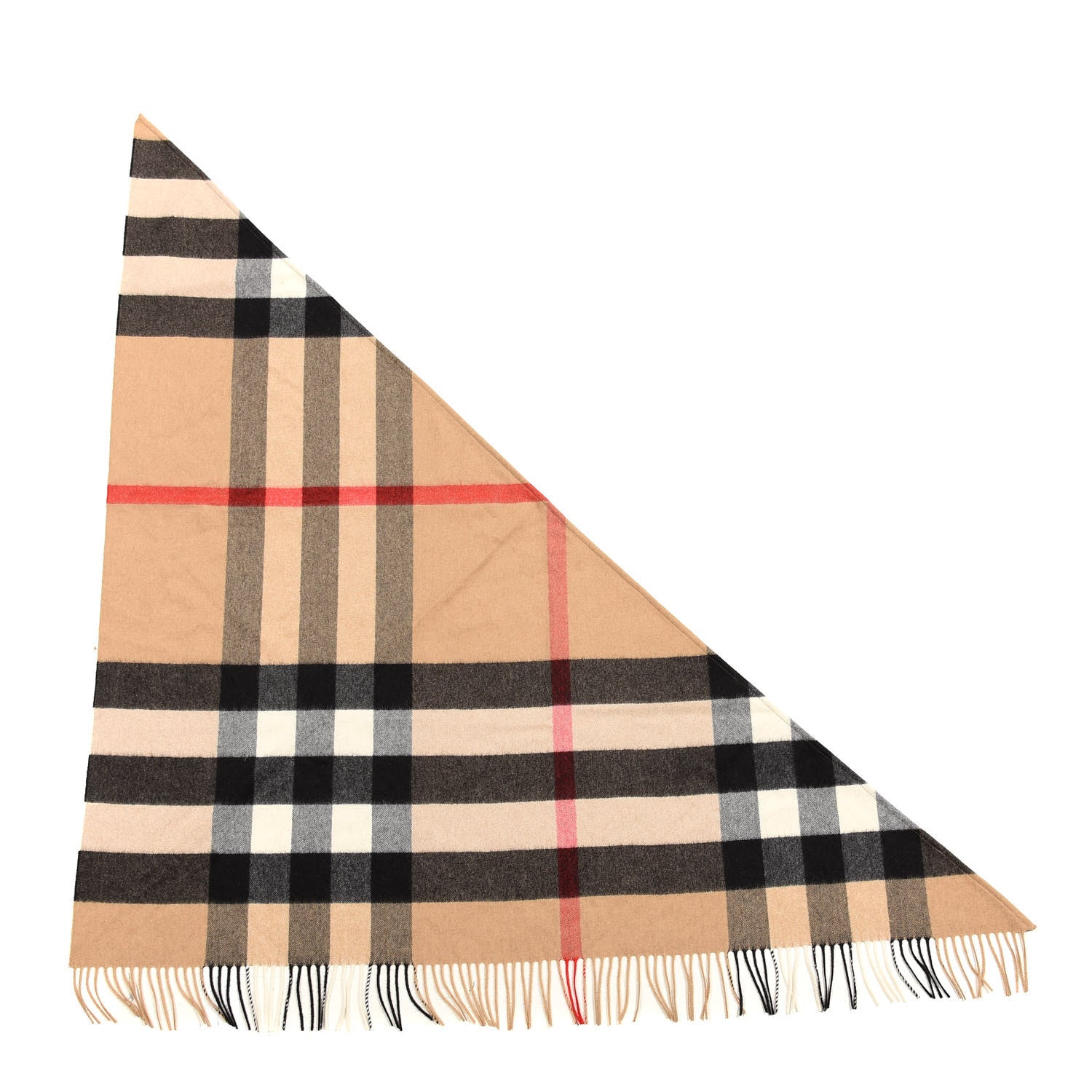 Burberry Cashmere Half Mega Check Bandana Scarf Camel 1 of 3