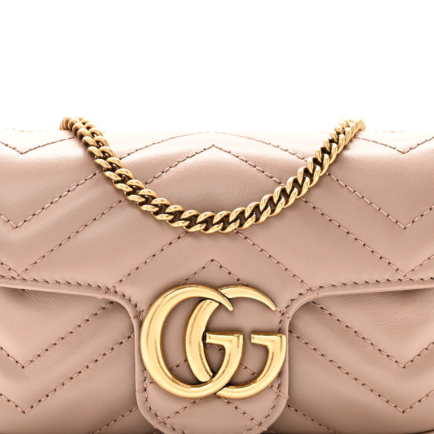 Calfskin Matelasse Super Mini GG Marmont Shoulder Bag Porcelain Rose