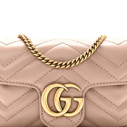 Gucci Calfskin Matelasse Super Mini GG Marmont Shoulder Bag Porcelain Rose 8 of 11