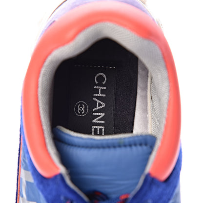 Chanel Wool Nylon Lambskin Suede Calfskin Womens Logo Sneakers 36 Blue Coral 7 of 8