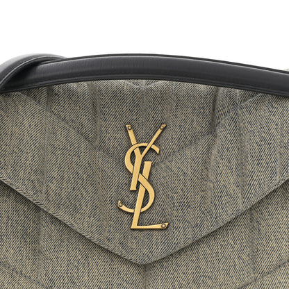 Saint Laurent Denim Quilted Small Loulou Puffer Monogram Chain Satchel Azur 8 of 12