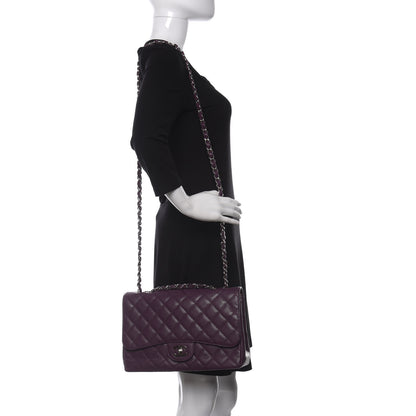 Chanel Caviar Quilted Jumbo Single Flap Purple 2 of 12