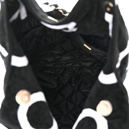 Chanel Terry Cotton Logo Beach Hobo Black White 6 of 11
