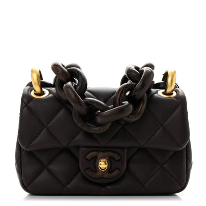 Chanel Lambskin Wenge Quilted Mini Fashion Wood Square Flap Dark Purple 1 of 10