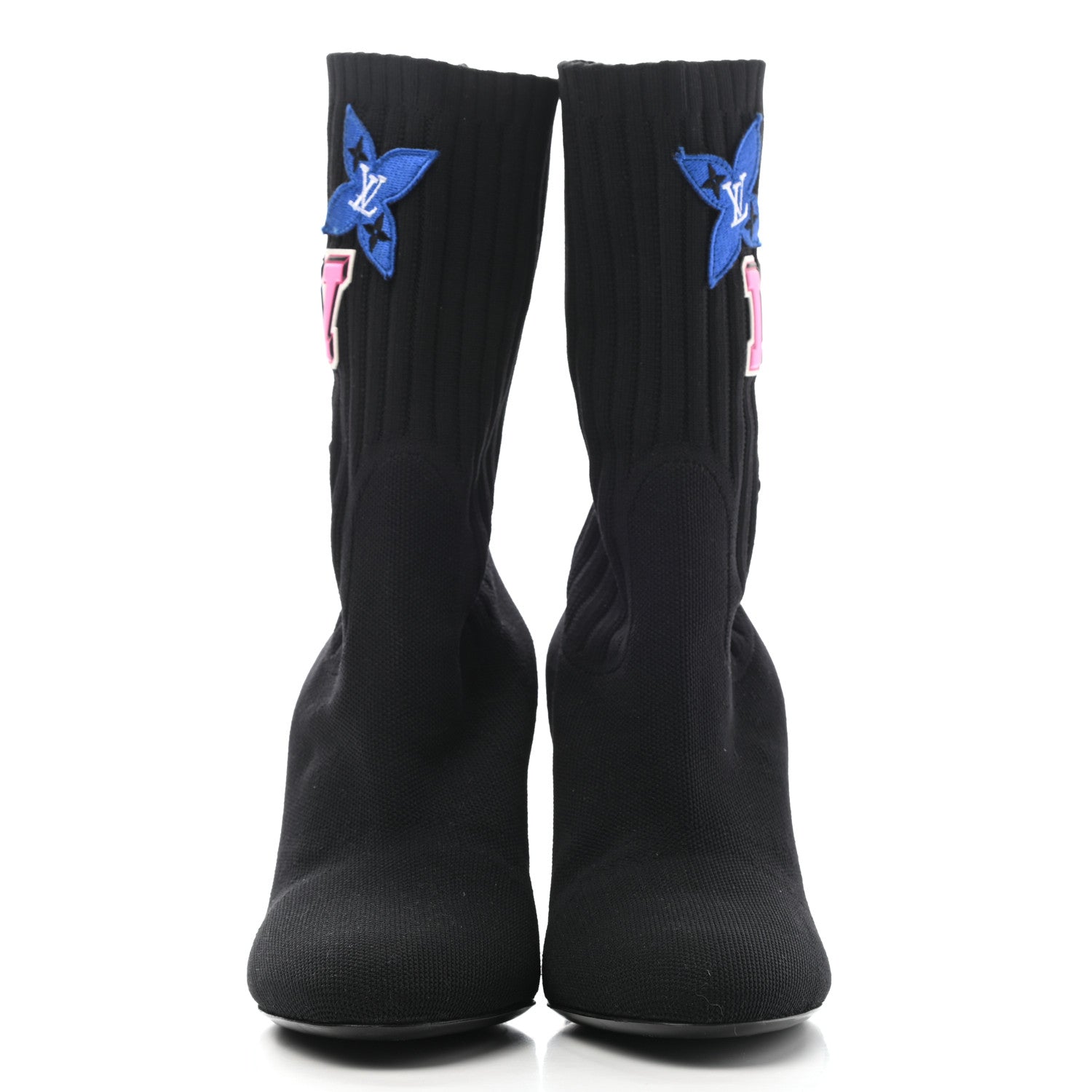 Louis Vuitton Stretch Fabric LV Black Heart Sock Ankle Boots 37.5 Black 2 of 8