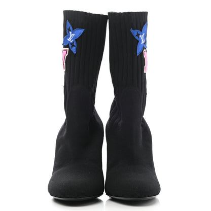 Louis Vuitton Stretch Fabric LV Black Heart Sock Ankle Boots 37.5 Black 2 of 8