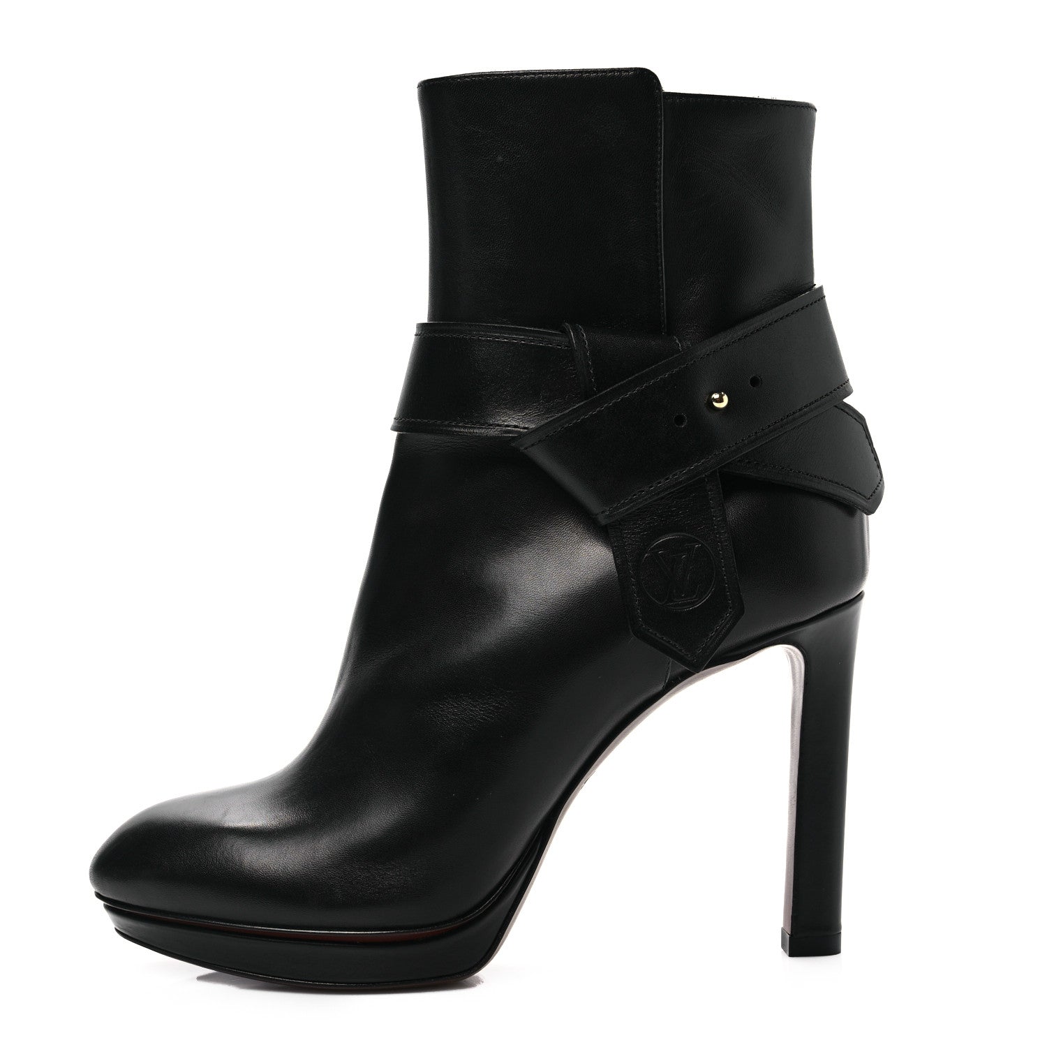 Louis Vuitton Calfskin Belted Platform Ankle Boots 36 Black 1 of 6