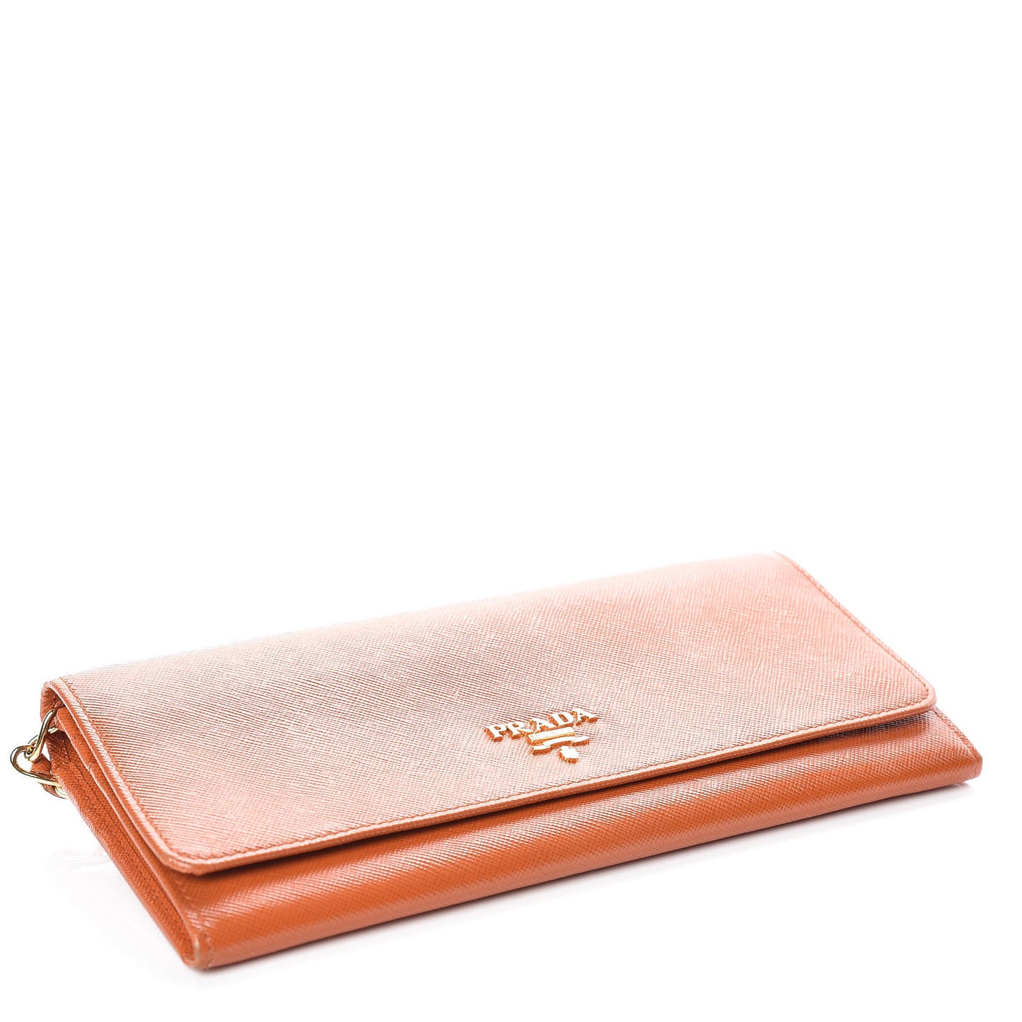 Saffiano Metal Oro Chain Wallet Papaya