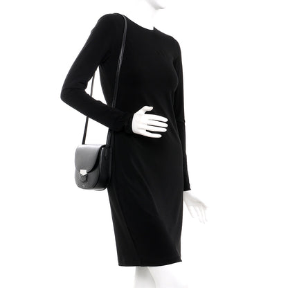 Celine Shiny Textured Calfskin Small Trotteur Black 2 of 8