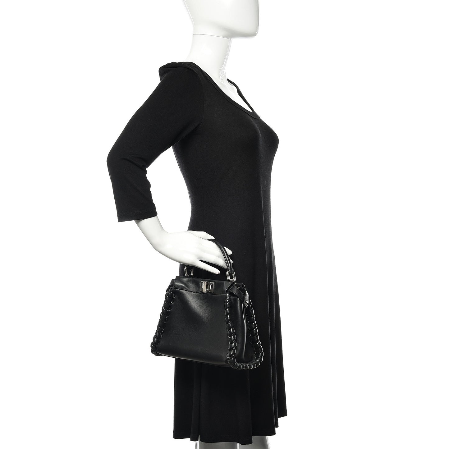 Nappa Lace Up Mini Peekaboo Iconic Satchel Black