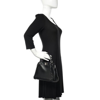 Fendi Nappa Lace Up Mini Peekaboo Iconic Satchel Black 2 of 13