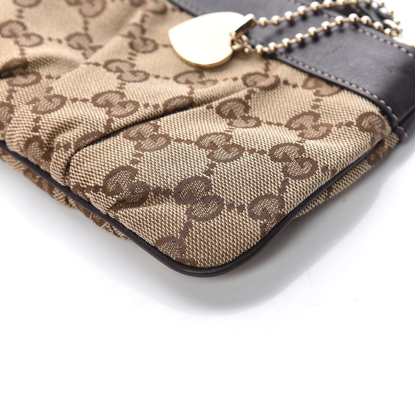 Monogram Hearts Wristlet Dark Brown