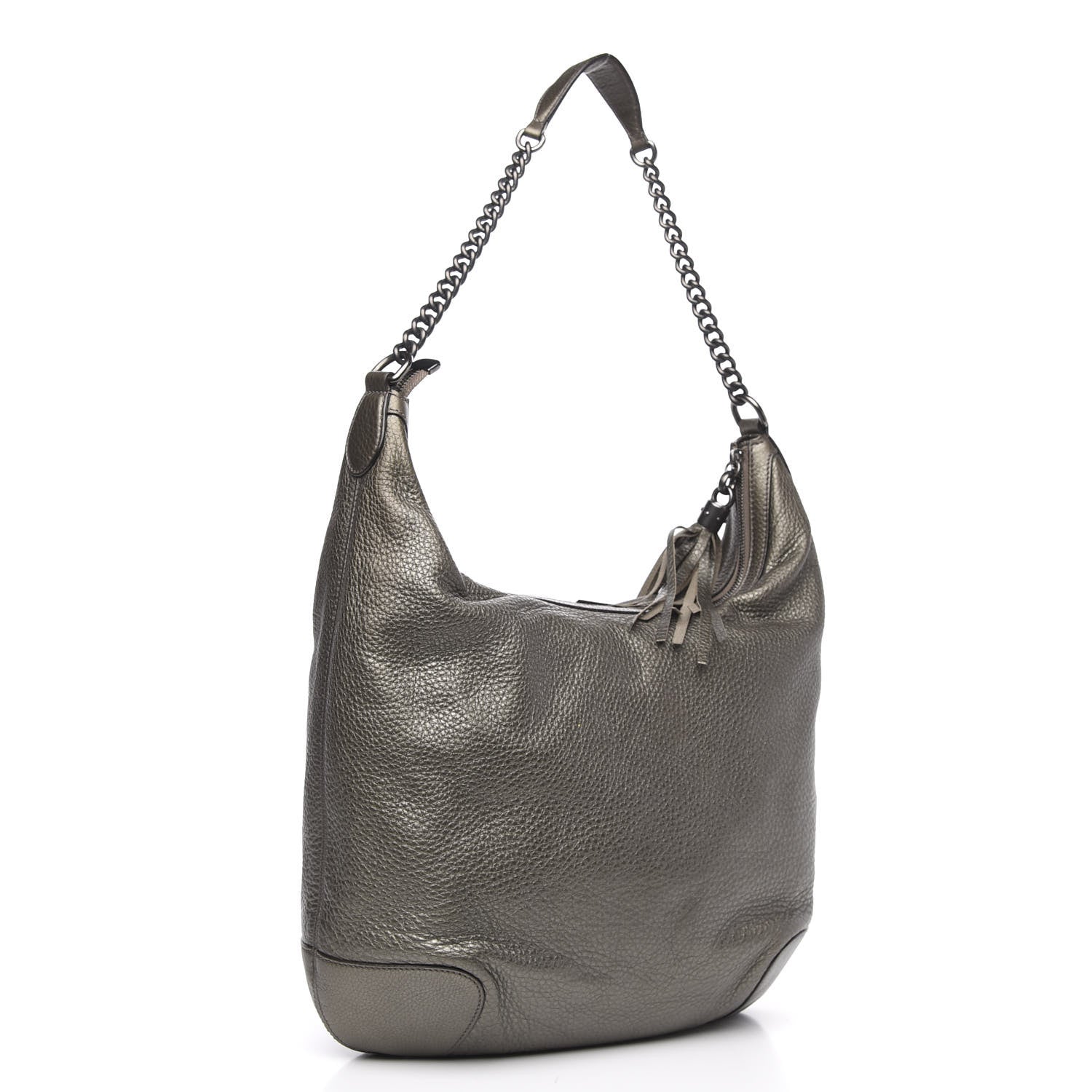 Gucci Metallic Pebbled Calfskin Medium Soho Chain Hobo Sasso 3 of 14