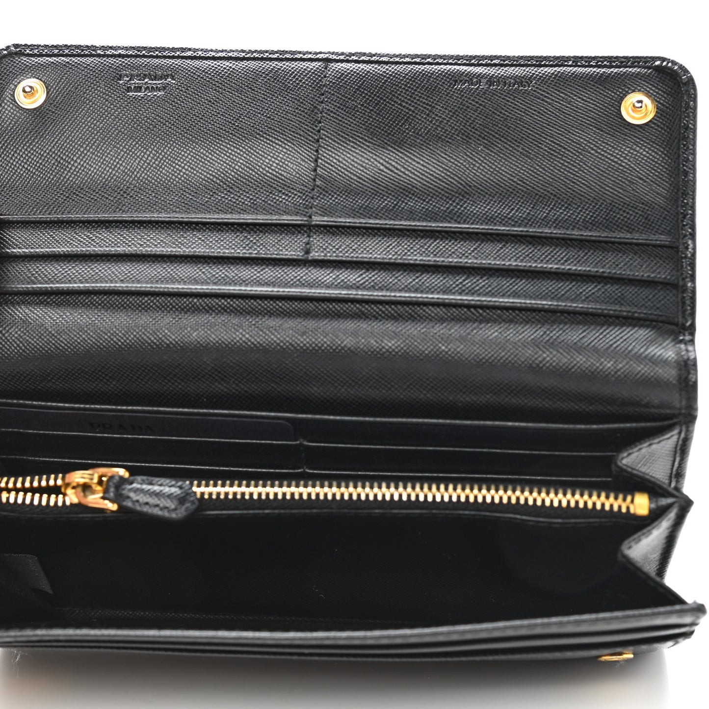 Saffiano Metal Continental Flap Wallet Black