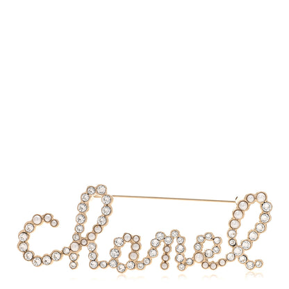 Chanel Metal Glass Swirling Pearls Brooch Pin Gold 1 of 4