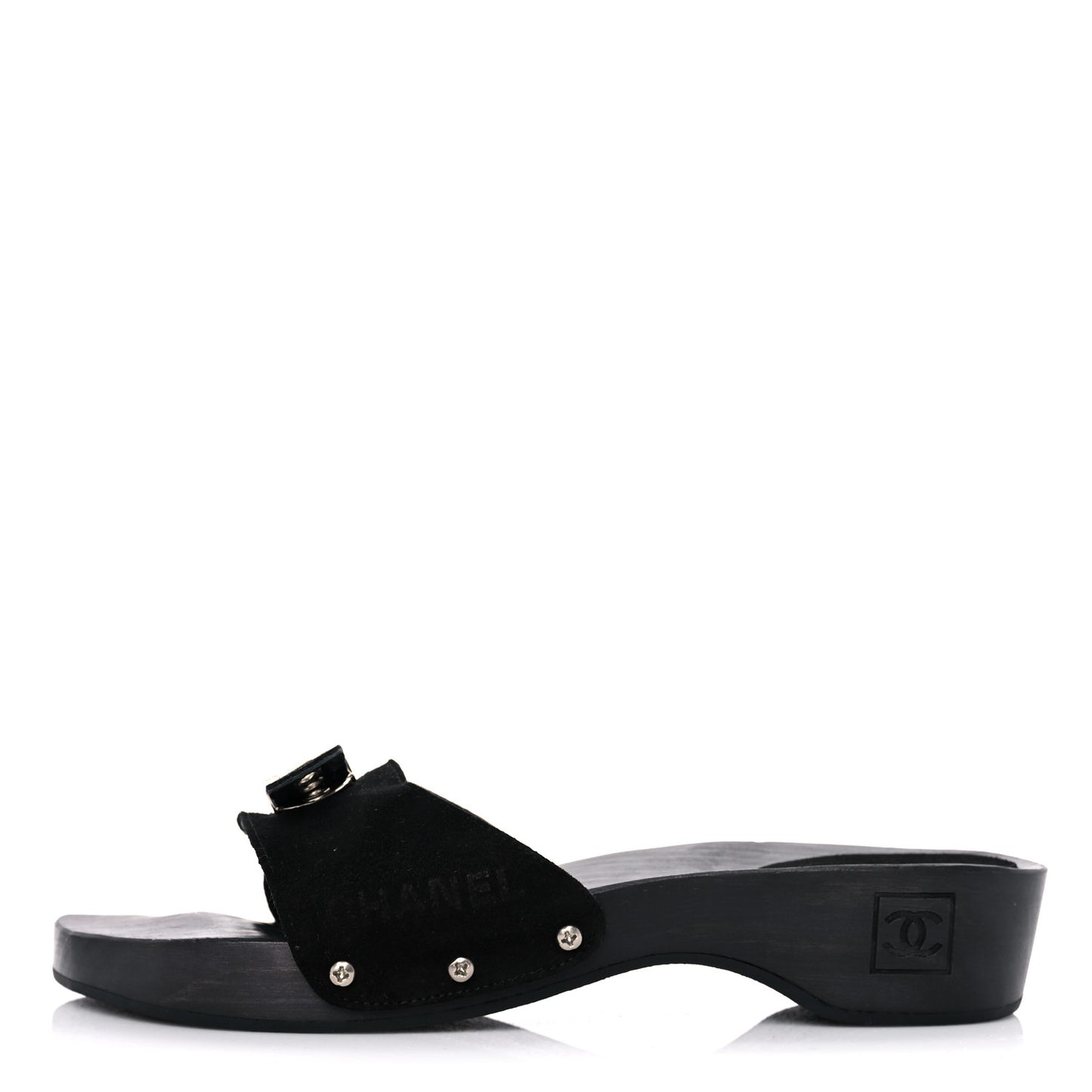 Suede Wood Sandals 41 Black