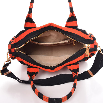 Prada Canapa Striped Tote Arancio 6 of 19