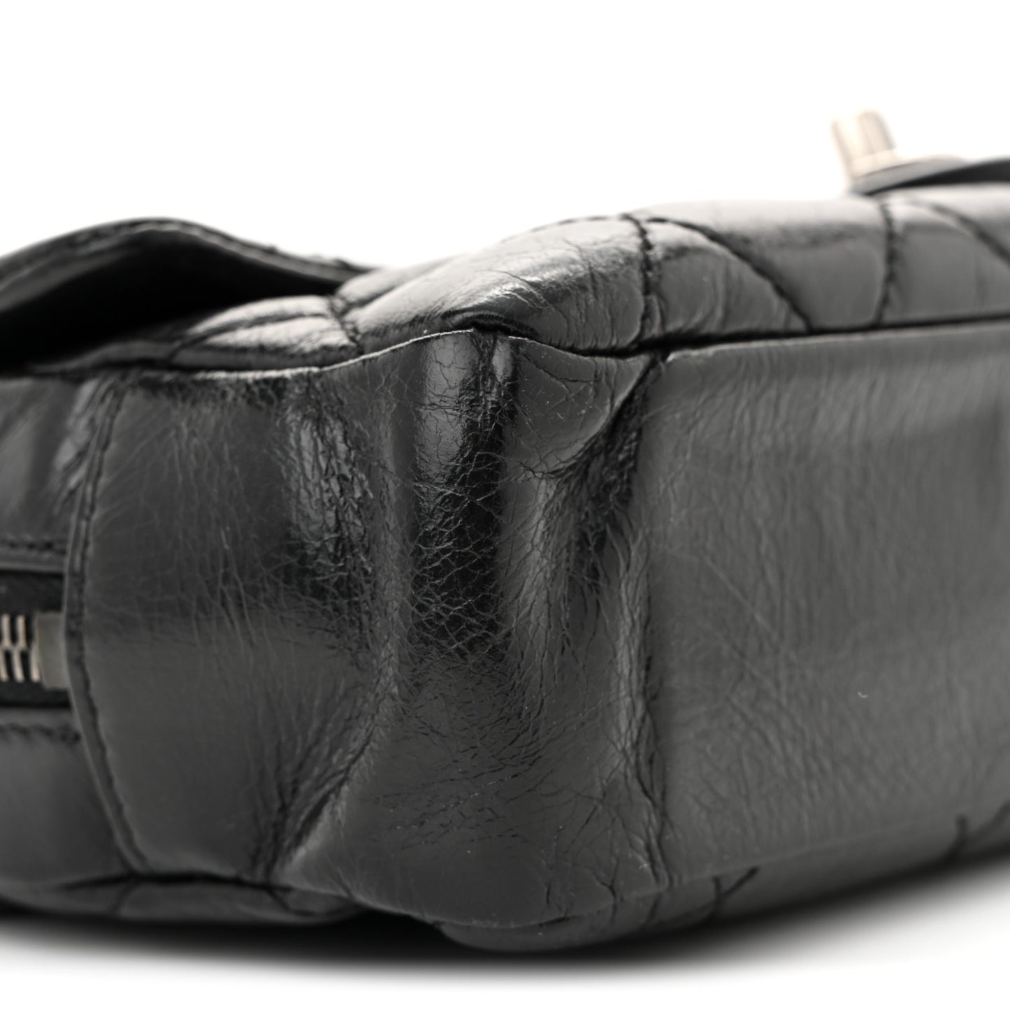Glazed Calfskin Quilted Small Duo Color Flap Black