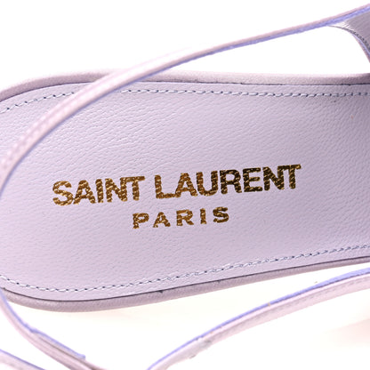 Saint Laurent Crepe Satin Mae Feathered Sandals 38 Poly Grey 8 of 8