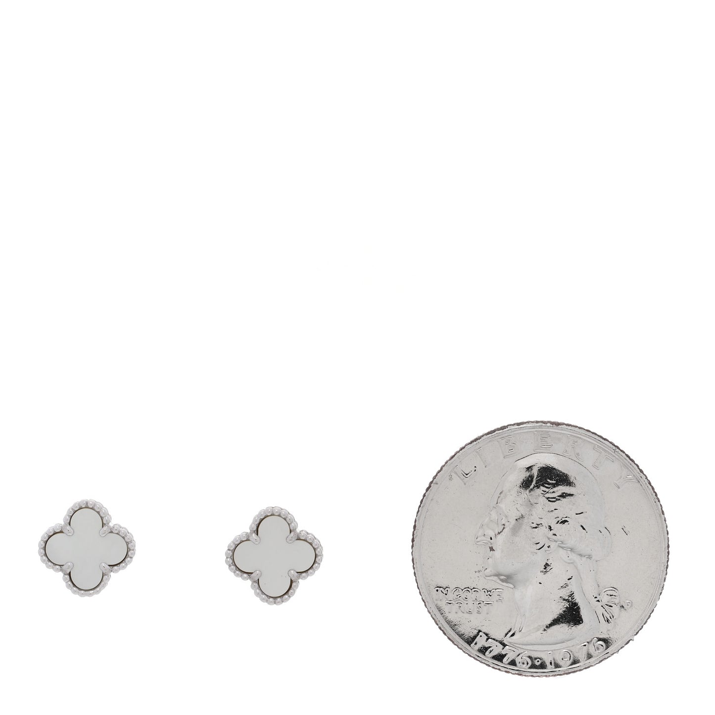 18K White Gold Mother of Pearl Sweet Alhambra Earrings