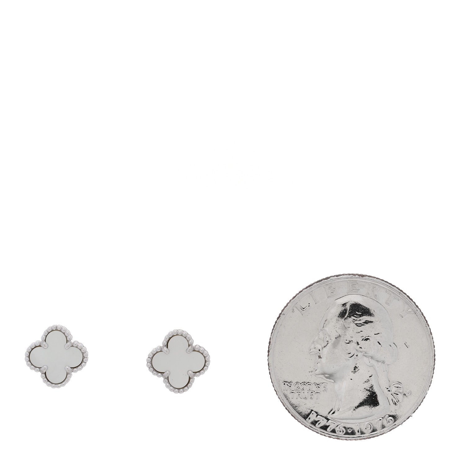 Van Cleef & Arpels 18K White Gold Mother of Pearl Sweet Alhambra Earrings 2 of 4