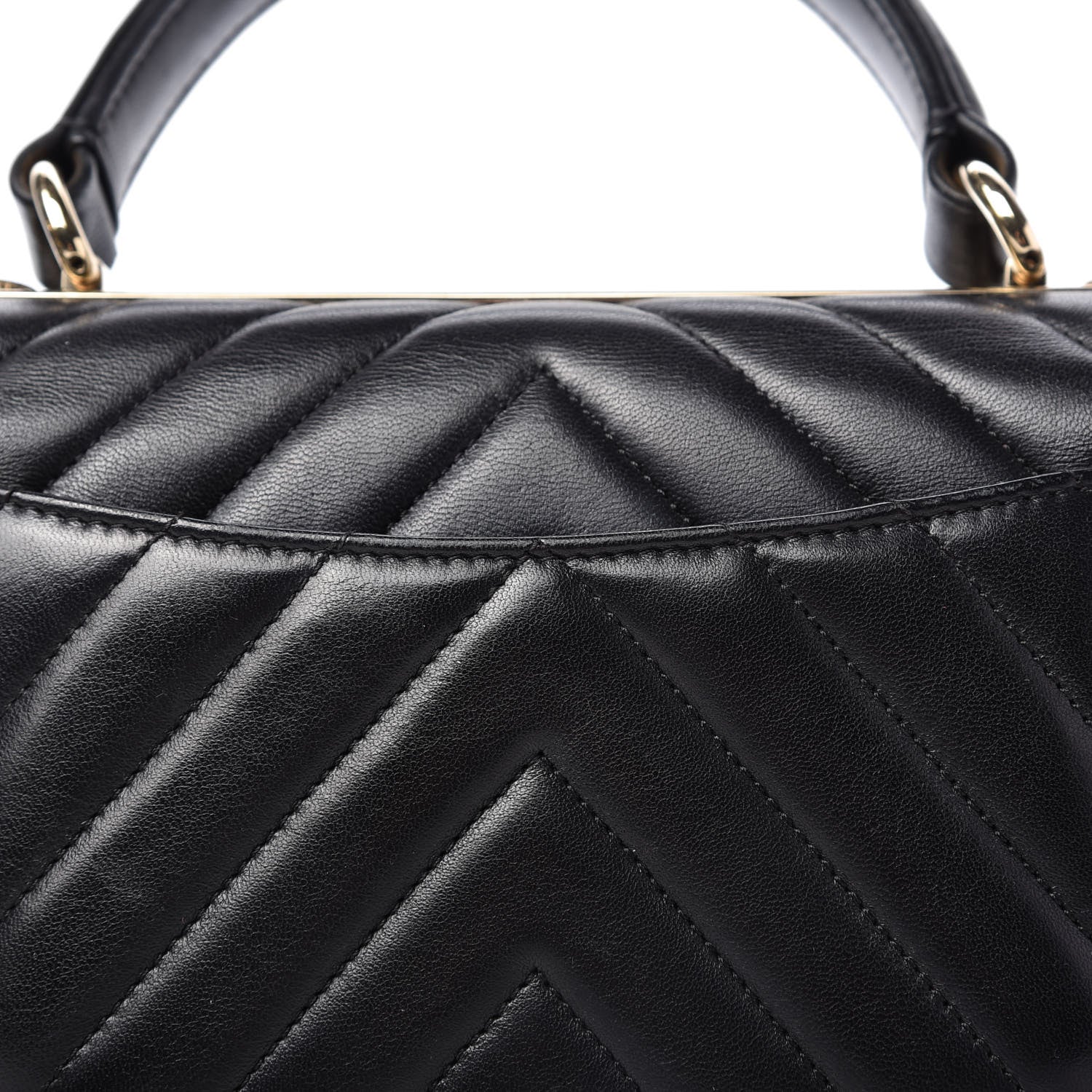 Chanel Lambskin Chevron Quilted Small Trendy CC Dual Handle Flap Bag Black 11 of 12