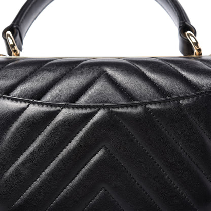 Chanel Lambskin Chevron Quilted Small Trendy CC Dual Handle Flap Bag Black 11 of 12