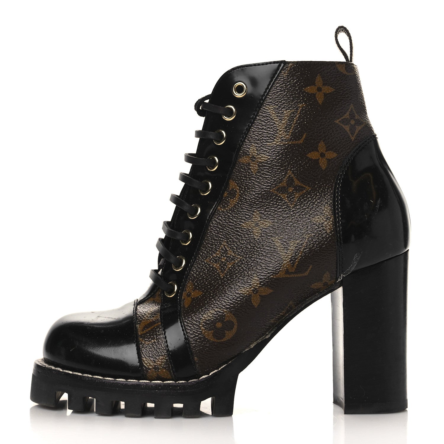 Louis Vuitton Patent Calfskin Monogram Star Trail Ankle Boots 37.5 Black 1 of 7